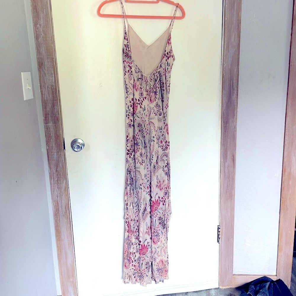 Vintage floral dress beadwork, back detailing, fully lined